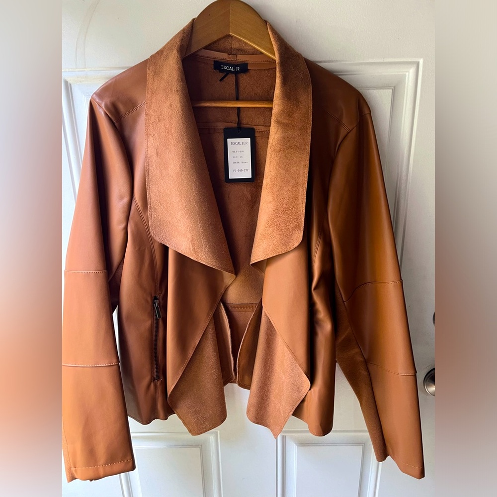 Women’s Leather Suede Look Jacket Plus Size
